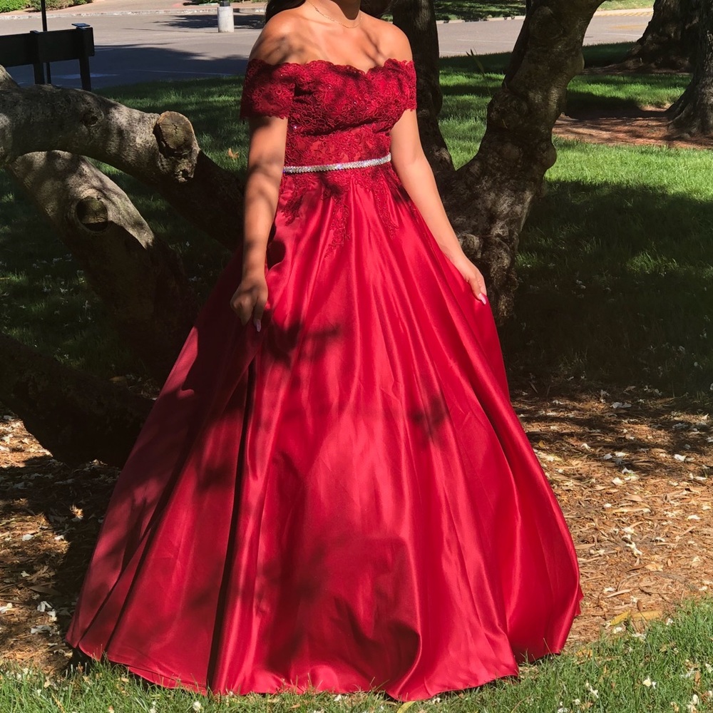 Wine red prom dress